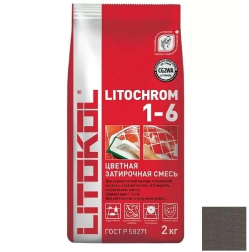 Затирка Litokol Litochrom 1-6 C.40 антрацит (2 кг)