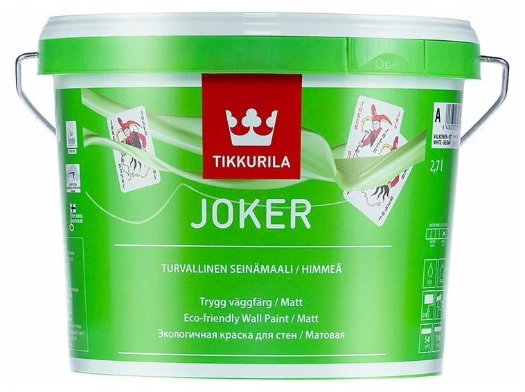 TIKKURILA JOKER краска для стен и потолков матовая 2.7 л База А