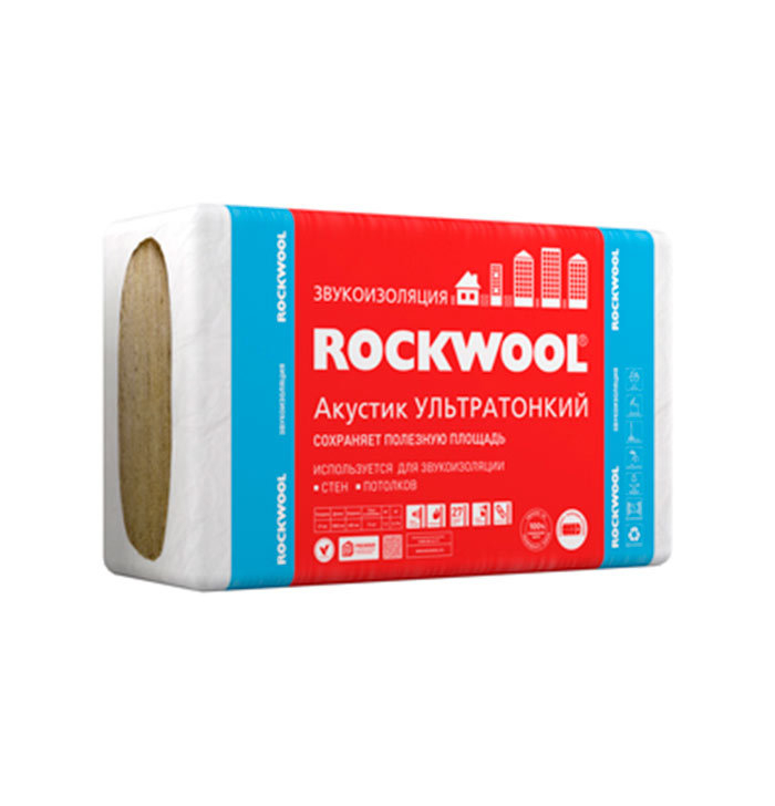 Шумоизоляция Rockwool Акустик Баттс Ультратонкий 1000х600х27 мм 7,2 кв.м