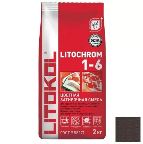 Затирка Litokol Litochrom 1-6 C.470 черный (2 кг)